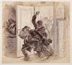 Adam, Beaten by Ruprecht, Falls Out of the Courtroom, Eve and Others Watch in the Background, for Heinrich von Kleist
