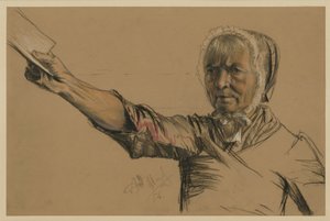 Old Woman Extending a Petition with Her Right Hand by Adolph Menzel