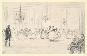 Ball Society and a Dancing Couple by Adolph Menzel