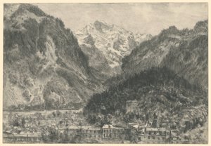 View over Interlaken to the Jungfrau Massif by Adolph Menzel