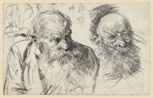 Bust of an Old Bearded Man and Head of an Old Bearded Man (Rejected) by Adolph Menzel