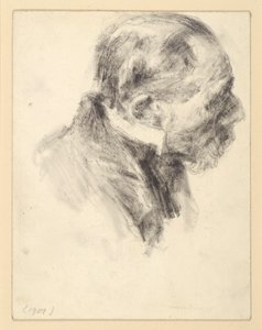 Bust of a Bearded Elderly Man with Standing Collar, Leaning Forward, to the Right by Adolph Menzel