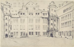 The West Side of the Great Castle Courtyard in Dresden by Adolph Menzel