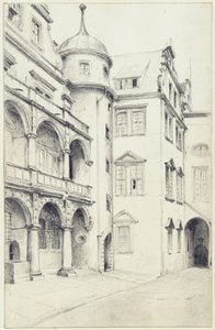 The Southwest Corner of the Small Castle Courtyard in Dresden by Adolph Menzel