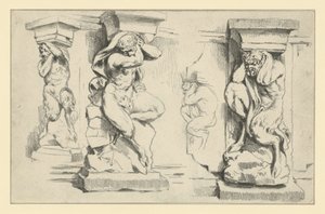 Faun Consoles at the Southwestern Arch Gallery of the Zwinger in Dresden by Adolph Menzel