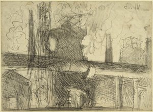 Blast Furnace, Chimneys, Pipeline in Königshütte by Adolph Menzel