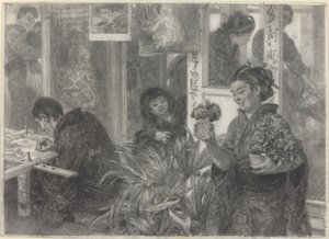 Japanese Artist at Work by Adolph Menzel