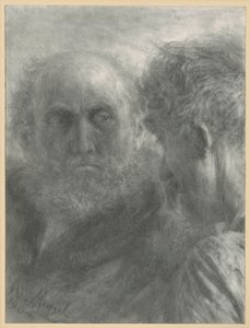 Heads of Two Old Bearded Men by Adolph Menzel