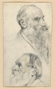 Head of an Older Bearded Man to the Right and Left by Adolph Menzel