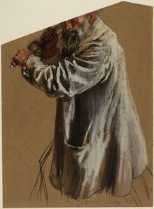 Coat of an Older Bearded Man with Lantern Handle, Knee Piece to the Left, Cropped Above the Eyes by Adolph Menzel