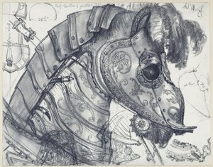 Horse Armor and Parade Armor for Man and Horse of Elector Christian I of Saxony in Various Views and Scale Sketches, Historical Museum, Dresden by Adolph Menzel