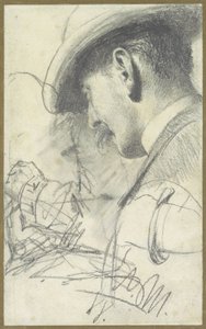 Sketch Sheet with a Gentleman with Mustache and Hat, Seen from Behind, and Some Details