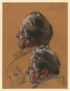 State Minister Count Pückler, Two Profile Studies to the Left, Portrait Studies for "The Coronation of Wilhelm I in Königsberg"