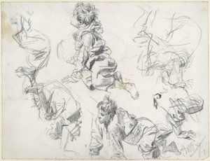 Studies of Two Somersaulting Children. Model Study for "Piazza d