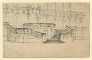 Staircase to the Mathematical and Physical Salon in the Zwinger in Dresden by Adolph Menzel