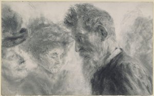 Two Ladies with Hat and Bearded Gentleman by Adolph Menzel