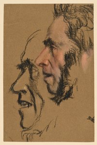 Two Studies of a Male Face in Profile to the Left by Adolph Menzel