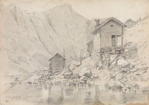 House by the Beach, Gudvangen by Adolph Tidemand