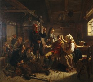 The Wounded Bear Hunter by Adolph Tidemand