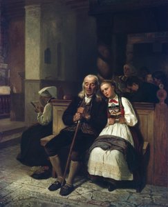The Blind and His Daughter by Adolph Tidemand
