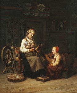 The Mother Teaching by Adolph Tidemand
