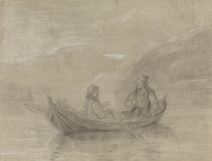 Two Fishermen in a Boat by Adolph Tidemand