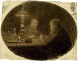 Two Friends Around a Table by Adolphe Felix Cals