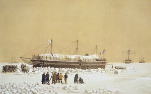 Floating battery La Tonnante in the ice before Kil-Bouroun, from Nos Souvenirs de Kil-Bouroun pendant LHiver passe dans Le Liman du Dnieper, 1855-56, engraved by Eugene Ciceri