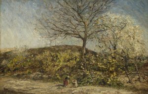 Landscape with Blooming Orchard by Adolphe Joseph Thomas Monticelli
