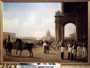 Parade at the Palace Square in St Petersburg by Adolphe Ladurner