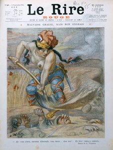 Marianne Burying German Soldiers in the Marne Trenches, caricature from 