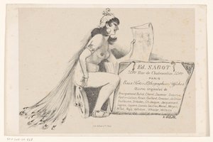 Business Card of Print Dealer Edmond Sagot in Paris by Adolphe Leon Willette