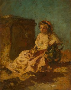 Meditation Seated Woman by Adolphe Monticelli