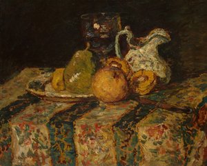 Still Life with Fruit and Wine Jug by Adolphe Monticelli