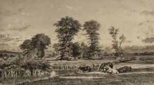 Horses Grazing by Adolphe Mouilleron