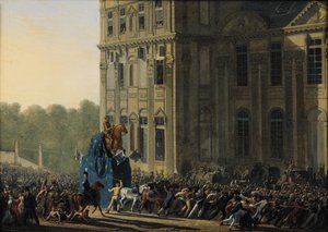 Transporting the Statue of Henri IV in Front of the Flora Pavilion of the Louvre