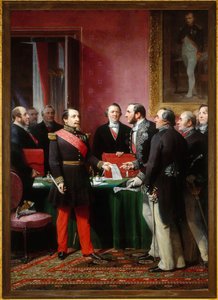 Napoleon III Presenting Baron Haussmann with the Decree Annexing the Neighboring Communes (February 16) by Adolphe Yvon