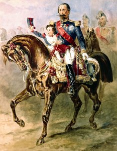 Napoleon III with His Son Louis Napoleon Riding Horse