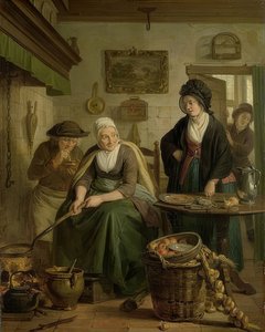 Woman Baking Pancakes. Around 1790-1810