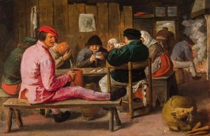 Merry Peasants in an Inn by Adriaen Brouwer