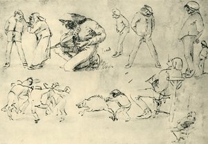 Studies of figures, early 17th century by Adriaen Brouwer