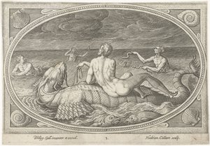 Acis on a Fish Sea Gods (series title) by Adriaen Collaert