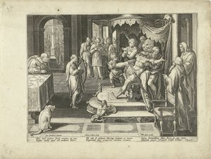David playing his harp for King Saul, Hymn to Music (series title) by Adriaen Collaert