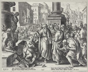 St. Paul heals a cripple in Lystra by Adriaen Collaert