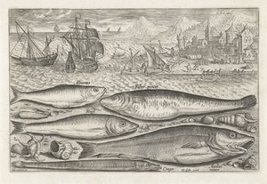 Five Fish on the Beach by Adriaen Collaert