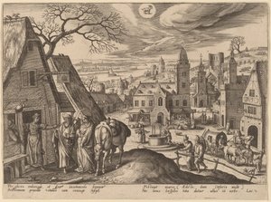 The Virgin and Joseph at the Inn by Adriaen Collaert after Hans Bol