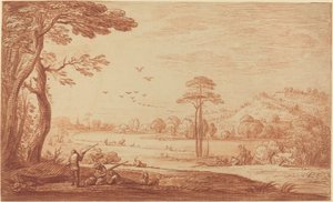 Hunters Resting by a River by Adriaen Frans Boudewyns