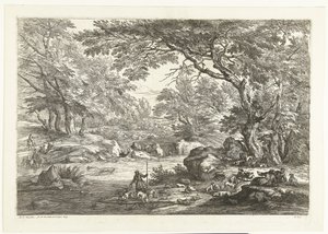 Landscape with Resting Hunters by Adriaen Frans Boudewyns