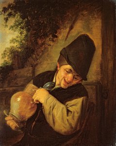 A Peasant Holding a Jug and a Pipe, c.1650-55