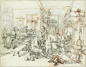 Company of Peasants in a Tavern, ca 1675 by Adriaen Jansz. van Ostade